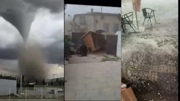 Fransa'yı hortum vurdu! Babanın cam kapıyı elleriyle tuttuğu anlar viral oldu