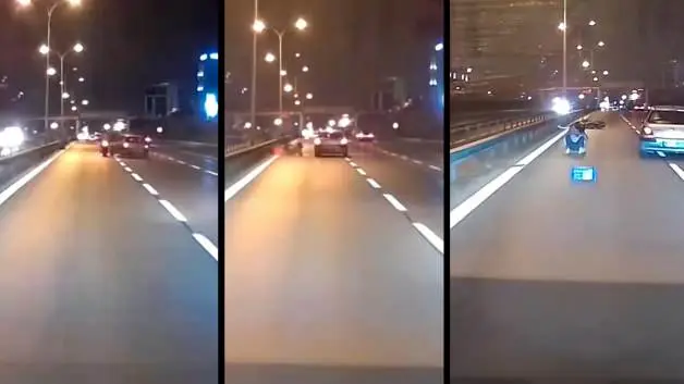 İstanbul'da trafik terörü kamerada: Otomobilin çarptığı motosikletliler koşarak kaçtı!