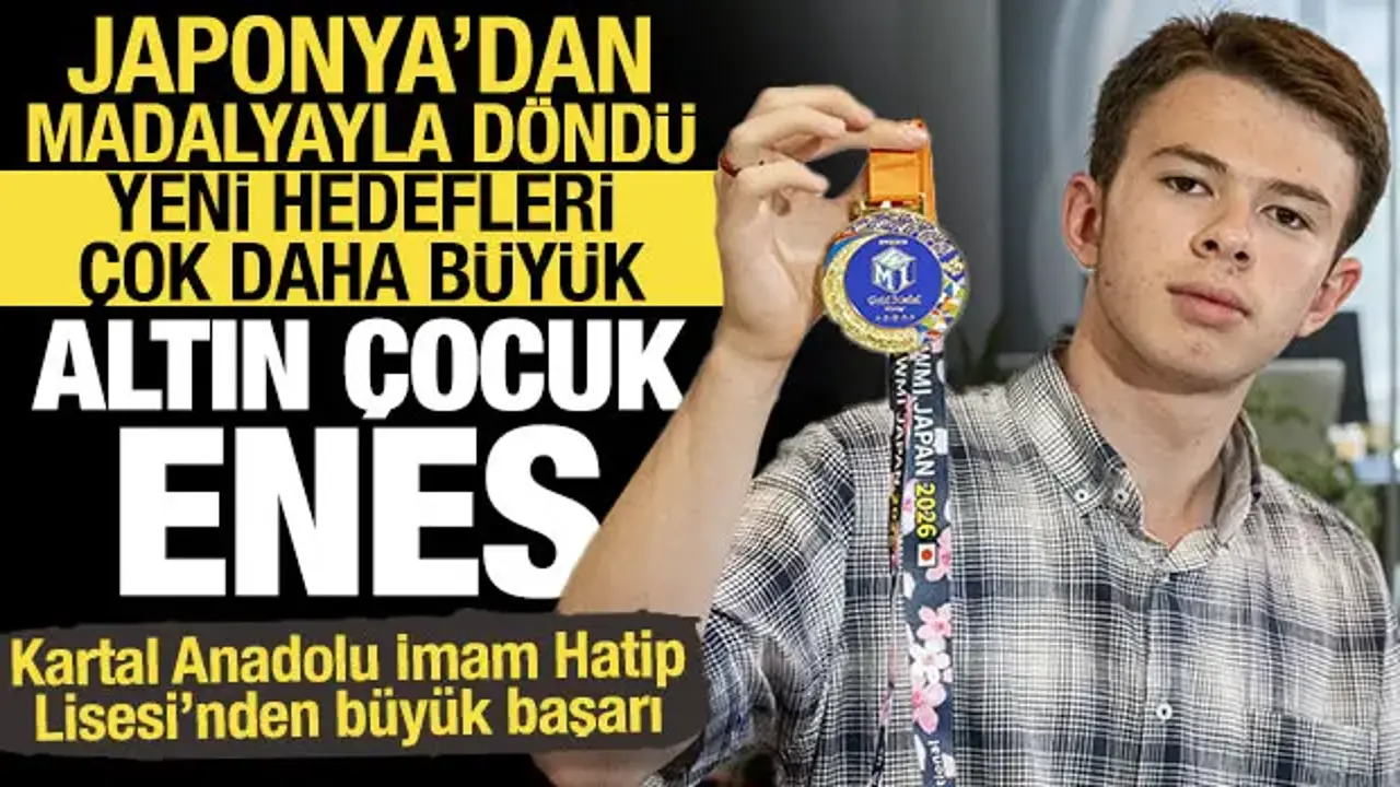 Kartal Anadolu İmam Hatip Lisesi öğrencisi Enes Japonya'dan altın madalyayla döndü