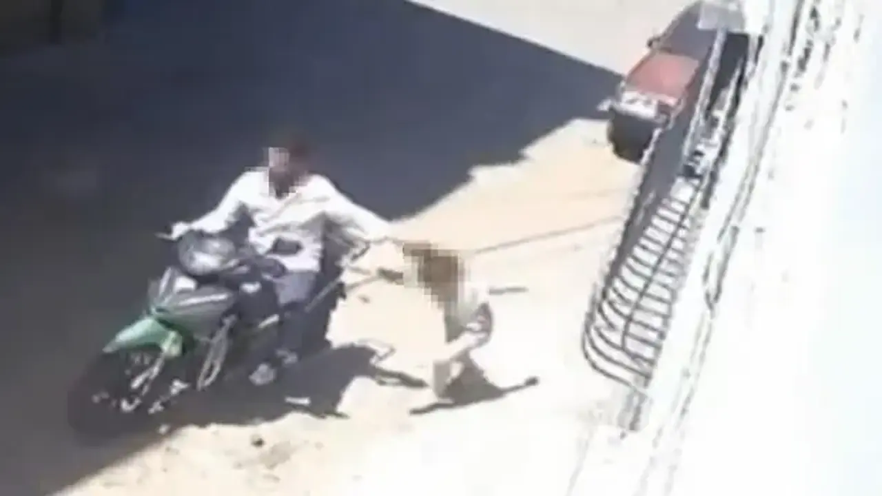 Küçük kızını motosikletle sürükleyen baba gözaltına alındı