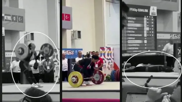 Mısırlı halterci Nora Essam Helmy Akdeniz Oyunları'nda podyumda bayıldı