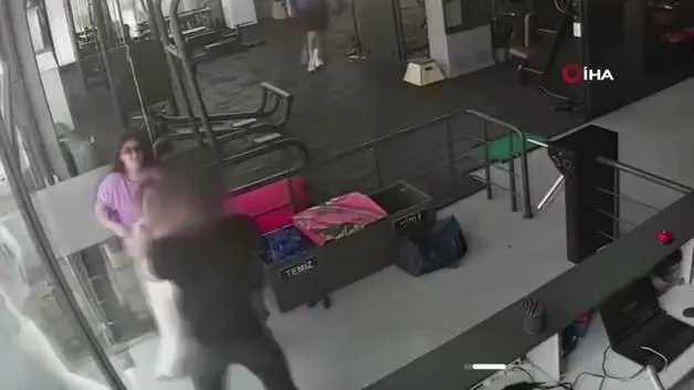 Spor salonunda kadına şiddet kamerada