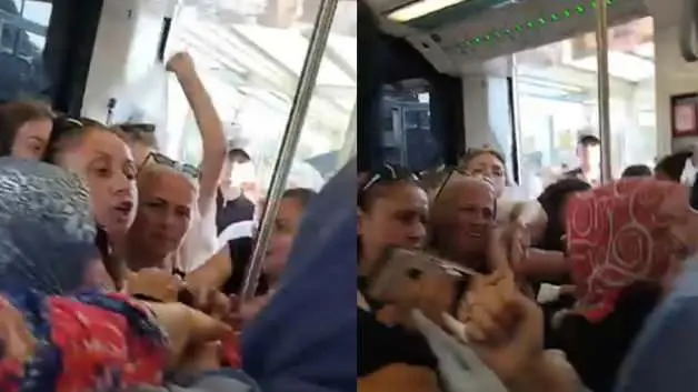 Tramvayda 'Çocuklar kalksın' kavgasında ortalık karıştı